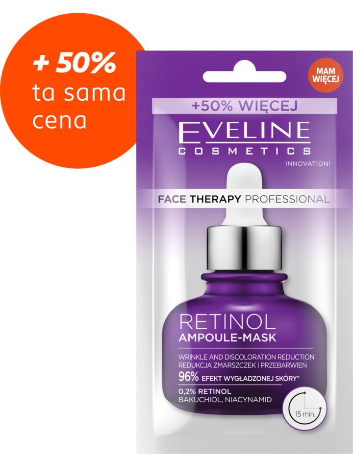 EVELINE COSMETICS, Face Therapy Professional Retinol, maseczka do twarzy, redukcja zmarszczek i przebarwień, 12 ml