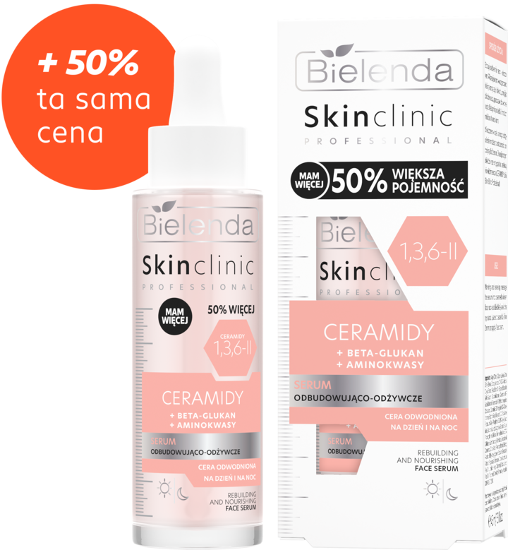 BIELENDA, Skin Clinic Professional Ceramidy, serum do twarzy, odbudowująco-odżywcze, na dzień i na noc, 45 ml