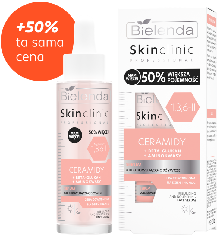 BIELENDA, Skin Clinic Professional Ceramidy, serum do twarzy, odbudowująco-odżywcze, na dzień i na noc, 45 ml