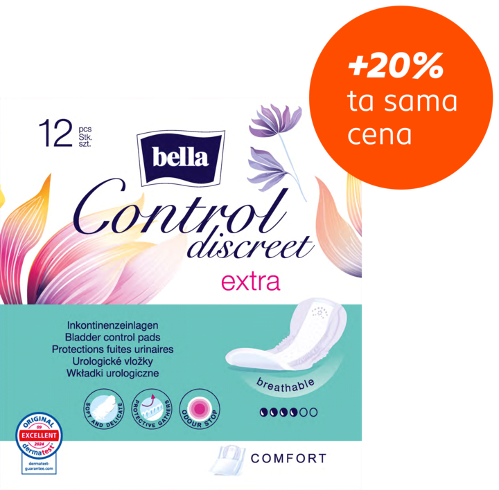BELLA, Control Discreet, wkładki urologiczne, Extra, 12 szt.