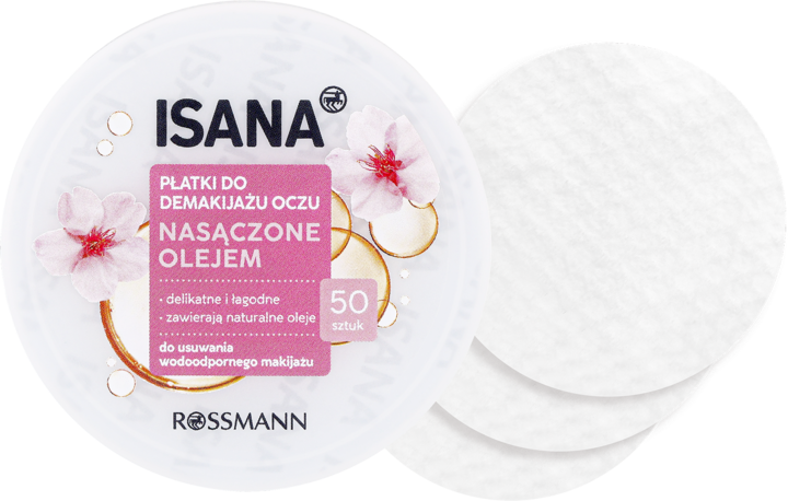 ISANA, płatki do demakijażu oczu, 50 szt.