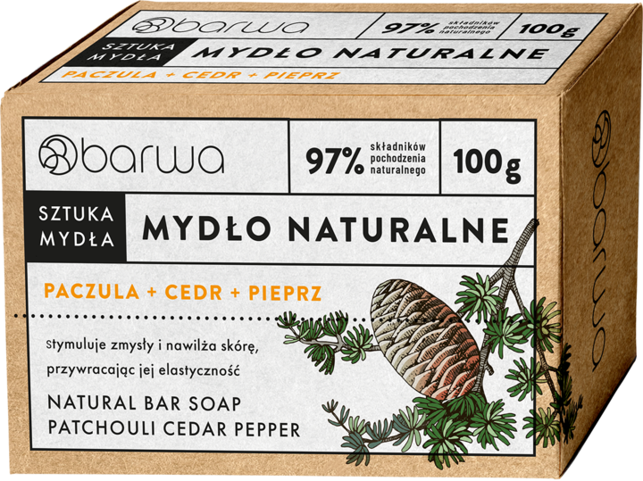 BARWA, Sztuka Mydła, mydło w kostce, Paczula, Cedr, Pieprz, 100 g