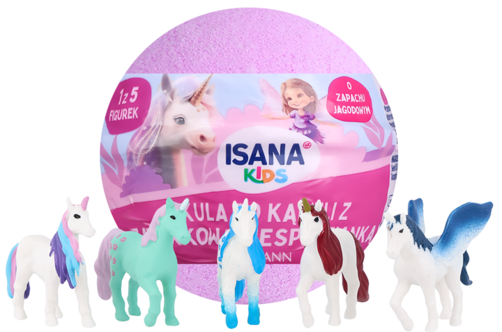 ISANA KIDS, kula do kąpieli z zabawką niespodzianką o zapachu Jagodowym, 1 szt.