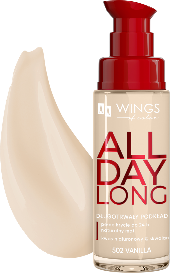 AA WINGS OF COLOR, All Day Long, podkład do twarzy, nr 502 Vanilla, 30 ml