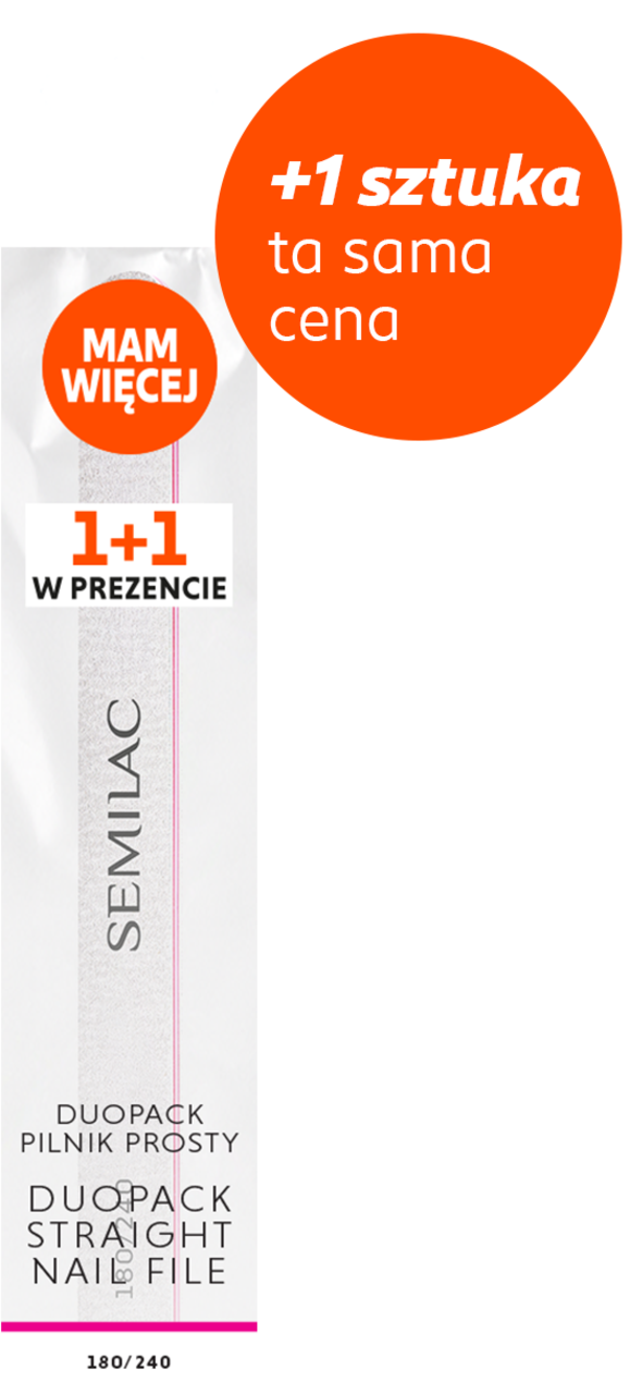 SEMILAC, pilniki do paznokci, dwustronne, proste, 180/240, dwupak, 2 szt.