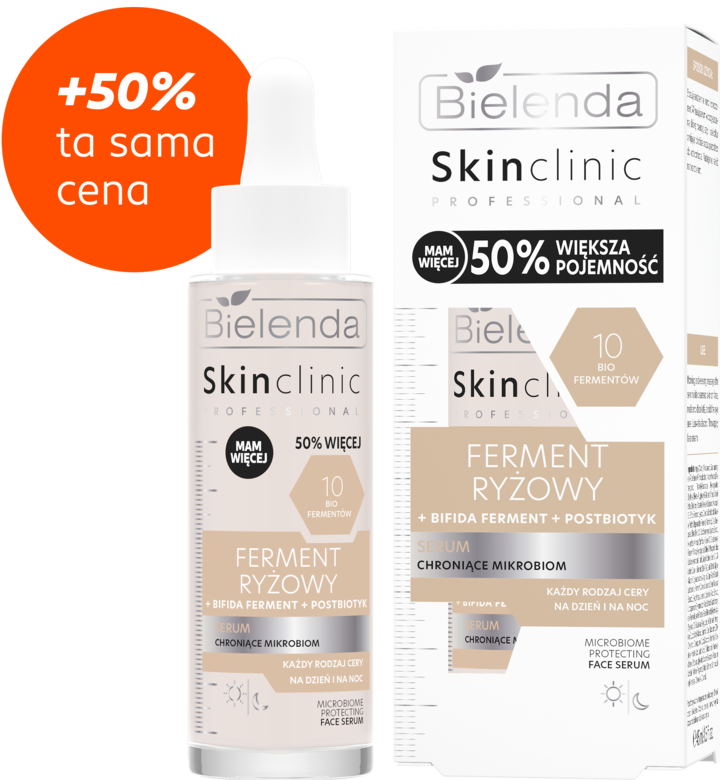 BIELENDA, Skin Clinic Professional Ferment Ryżowy, serum do twarzy, chroniące mikrobiom, na dzień i na noc, 45 ml