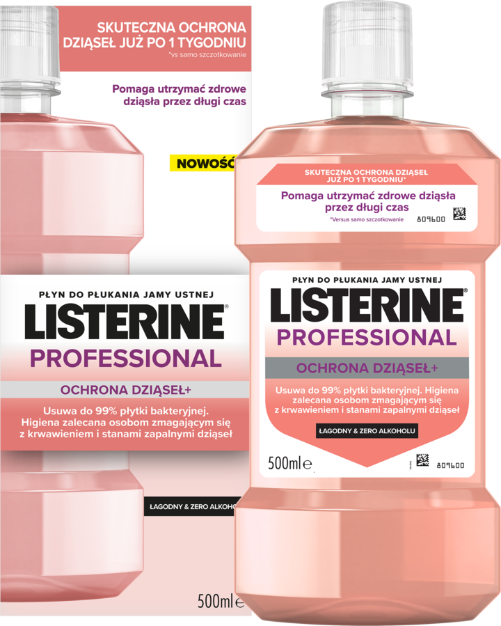 LISTERINE, Professional Ochrona Dziąseł+, płyn do płukania jamy ustnej, 500 ml