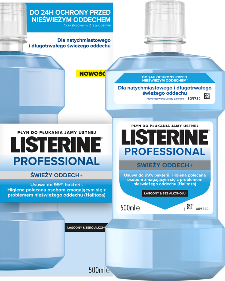 LISTERINE, Professional Świeży Oddech+, płyn do płukania jamy ustnej, 500 ml