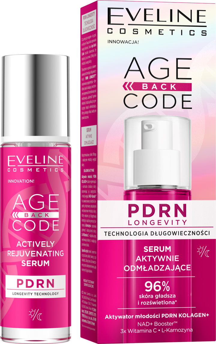 EVELINE COSMETICS, Age Back Code, serum do twarzy, aktywnie odmładzające, na dzień i na noc, 30 ml