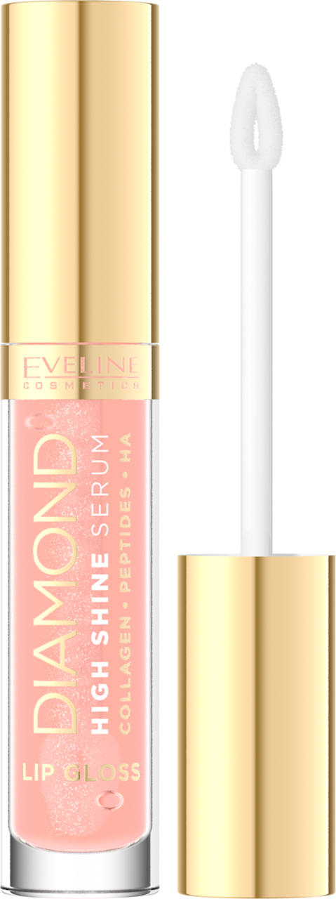EVELINE COSMETICS, Diamond High Shine, błyszczyk-serum do ust z ultra wysokim połyskiem, Kwas Hialuronowy i Peptydy, nr 17;, 4,5 ml