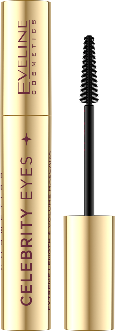EVELINE COSMETICS, Celebrity Eyes, tusz do rzęs, wydłużająco-pogrubiający, Intense Black, 7 ml