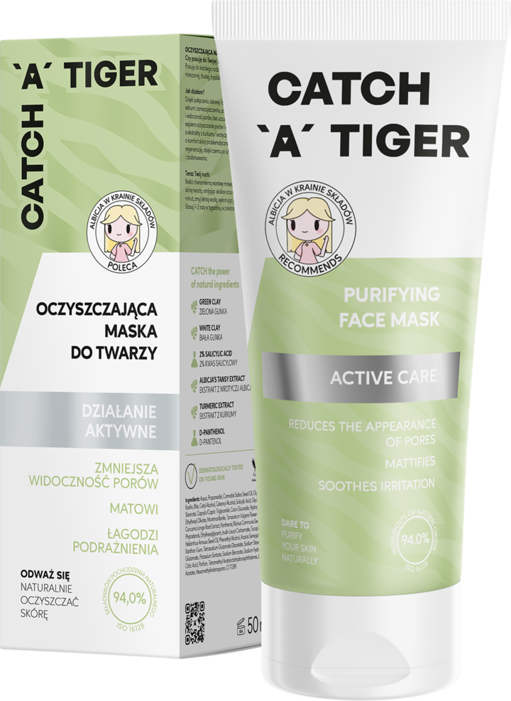 CATCH A TIGER, Active Care, maseczka do twarzy, oczyszczająca, 50 ml