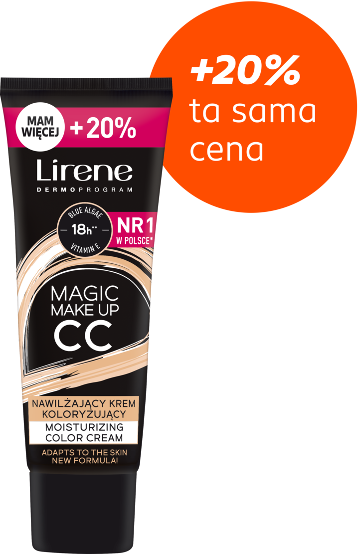 LIRENE, Magic Make Up CC, krem CC do twarzy, nawilżająco-koloryzujący, dopasowujący się do cery, 36 ml