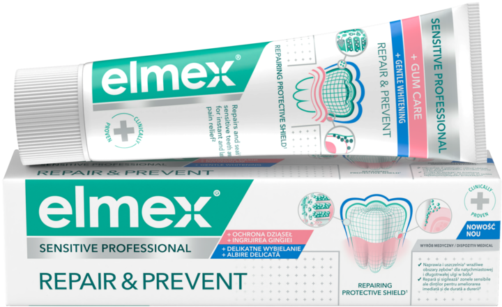 ELMEX, Sensitive Professional Repair & Prevent, pasta do zębów, ochrona dziąseł i delikatne wybielanie, 75 ml