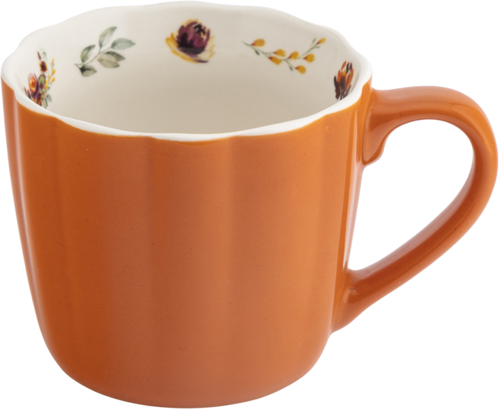 ELOY, kubek porcelanowy z tłoczeniem, Dynia, Pomarańczowy, poj. 400ml, 1 szt.