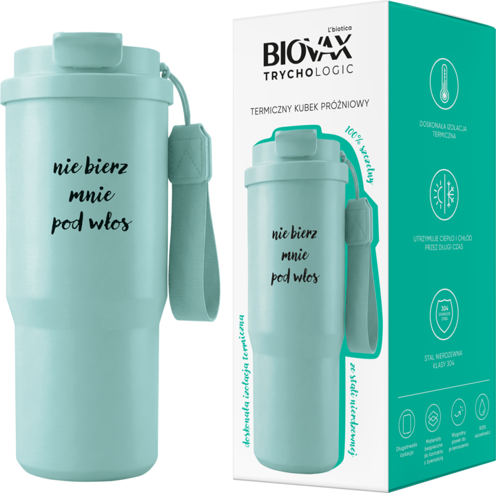 L'BIOTICA BIOVAX, Trychologic, kubek termiczny, próżniowy, Miętowy, 1 szt.