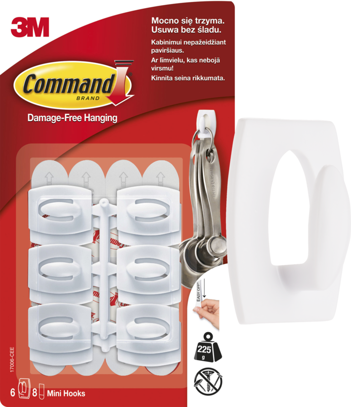 3M COMMAND, haczyki wielokrotnego użytku, małe, max. 225 g, 6 szt.
