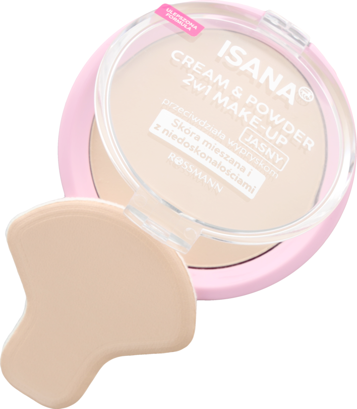 ISANA, krem i puder do twarzy, 2w1, antybakteryjny, Jasny, 9 g