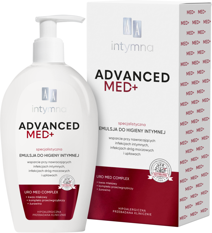 AA, Intymna Advanced Med+, emulsja do higieny intymnej, specjalistyczna, pH 3,5, 300 ml