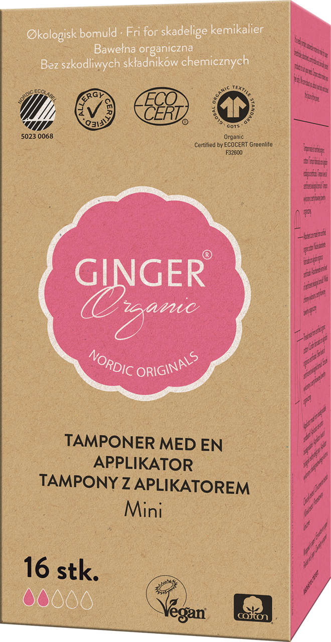 GINGER ORGANIC, , tampony z aplikatorem, Mini, 16 szt. | Drogeria