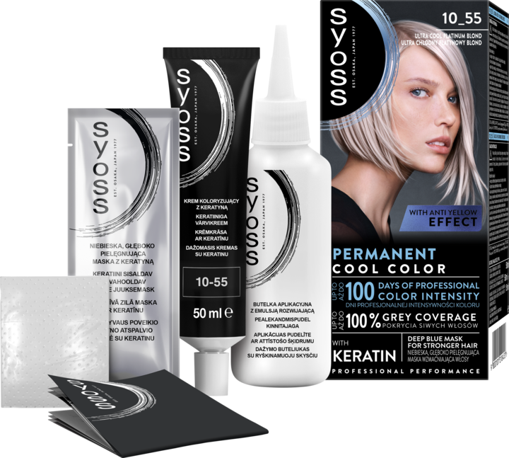 SYOSS, Permanent Cool Color, farba do włosów, trwała, nr 10_55 Ultra Chłodny Platynowy Blond, 1 szt.