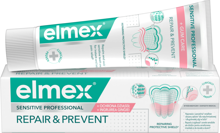 ELMEX, Sensitive Professional Repair & Prevent, pasta do zębów na nadwrażliwość + ochrona dziąseł, terapeutyczna, 75 ml
