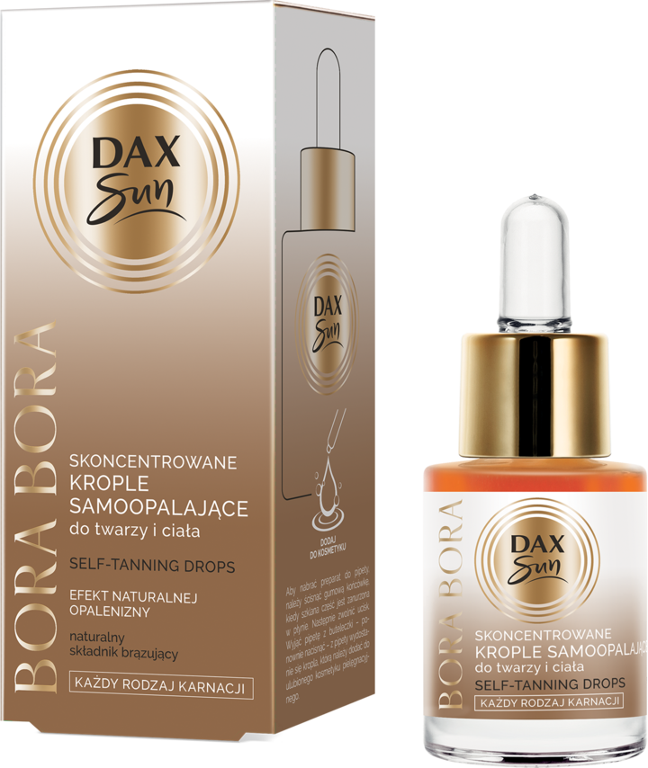 DAX SUN, Bora Bora, krople samoopalające, skoncentrowane, do twarzy i ciała, każdy rodzaj karnacji, 15 ml