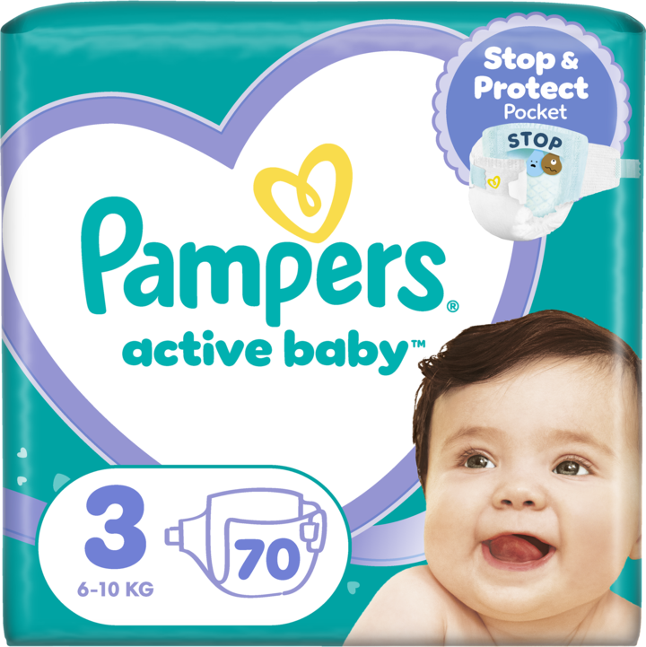 PAMPERS, Active Baby, pieluchy, 3, 6-10 kg,, 70 szt.
