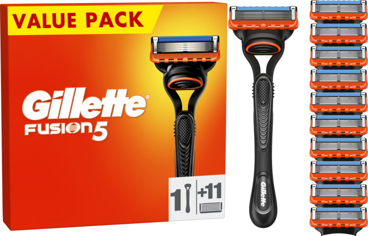 GILLETTE, Fusion 5, maszynka do golenia dla mężczyzn, 1 rączka + 11 wkładów, 5 ostrzowa, 1 szt.