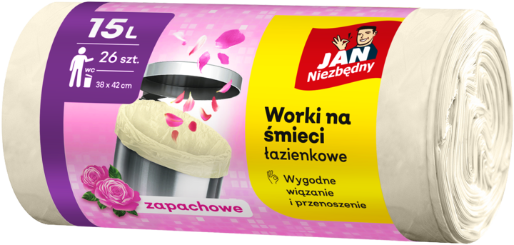 JAN NIEZBĘDNY, worki na śmieci, łazienkowe, zawiązywane, poj. 15 L, zapachowe, 26 szt.