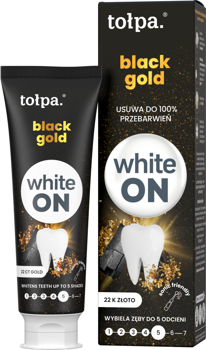 TOŁPA WHITE ON, Black Gold, pasta do zębów, wybielająca, 75 ml