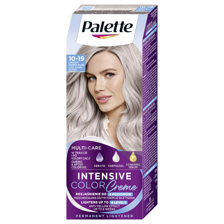 PALETTE, Intensive Color Creme, farba do włosów, trwała, nr 10-19 Chłodny Srebrny Blond, 1 szt.