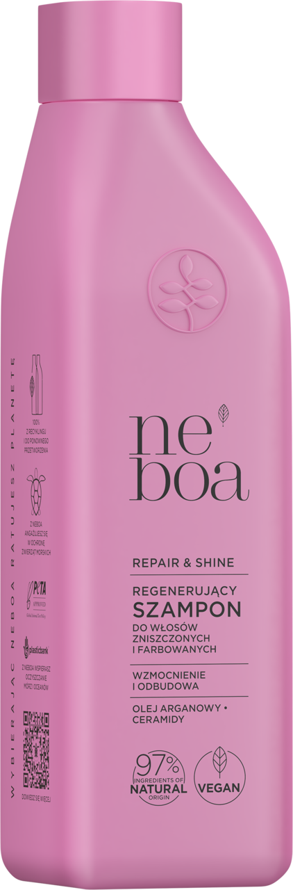 NEBOA, Repair & Shine, szampon do włosów zniszczonych i farbowanych, regenerujący, wzmocnienie i odbudowa, 300 ml