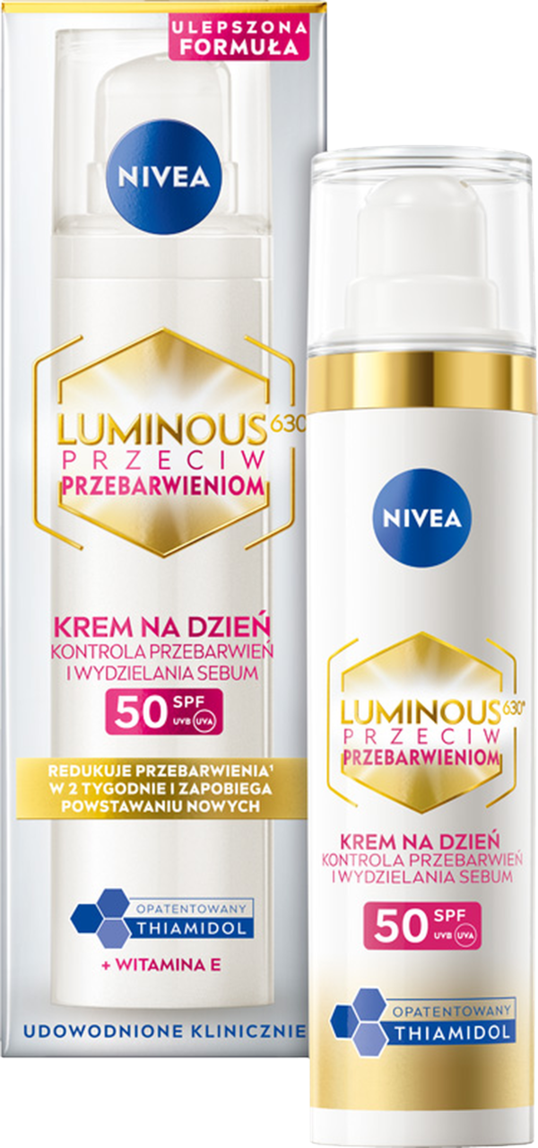 NIVEA, Luminous 630, krem do twarzy, przeciw przebarwieniom, matujący, SPF 50, na dzień, 40 ml