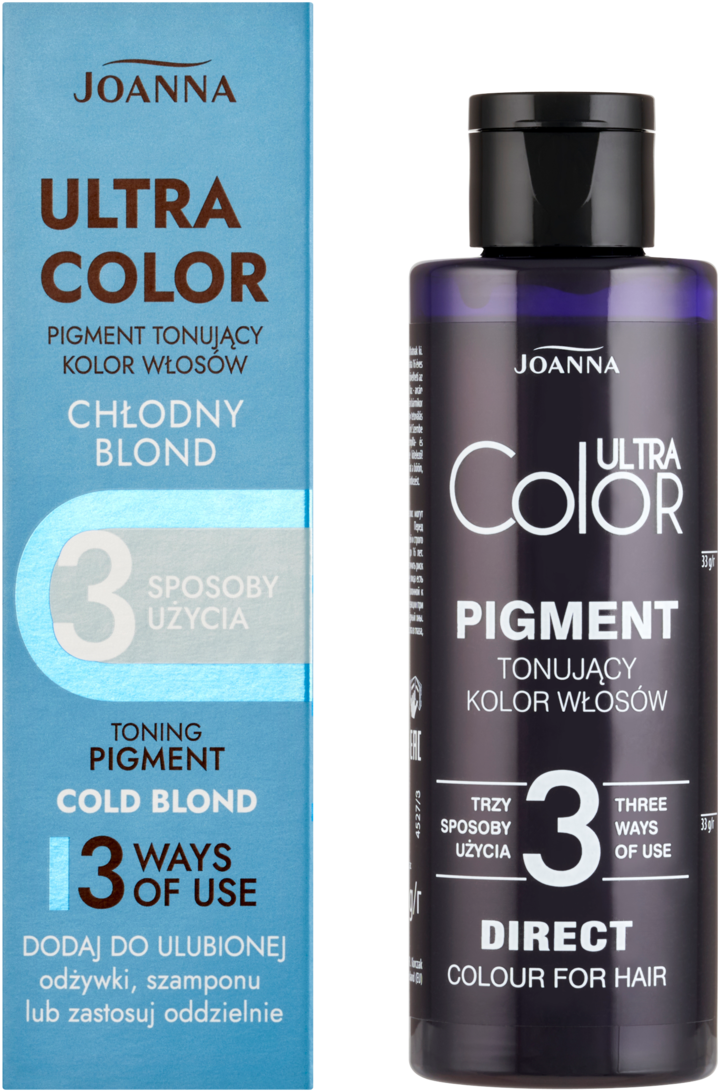 JOANNA, Ultra Color, pigment do włosów tonujący kolor, Chłodny blond, Niebieski, 100 ml