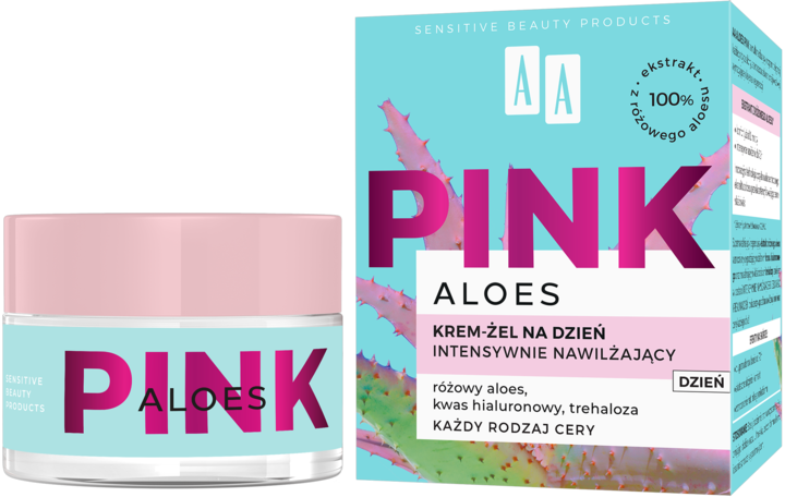 AA, Pink Aloes, krem-żel do twarzy, intensywnie nawilżający, na dzień, 50 ml