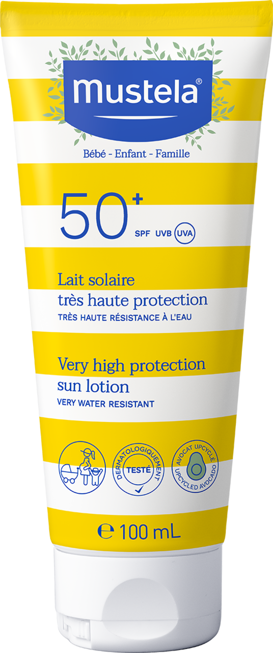 MUSTELA, mleczko przeciwsłoneczne, do twarzy i ciała, SPF 50+, od 1. dnia życia, 100 ml
