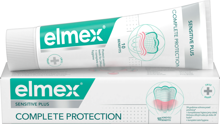 ELMEX, Sensitive Plus Complete Protection, pasta do zębów przeciw próchnicy, specjalistyczna, z fluorkiem cyny i cynkiem, 75 ml