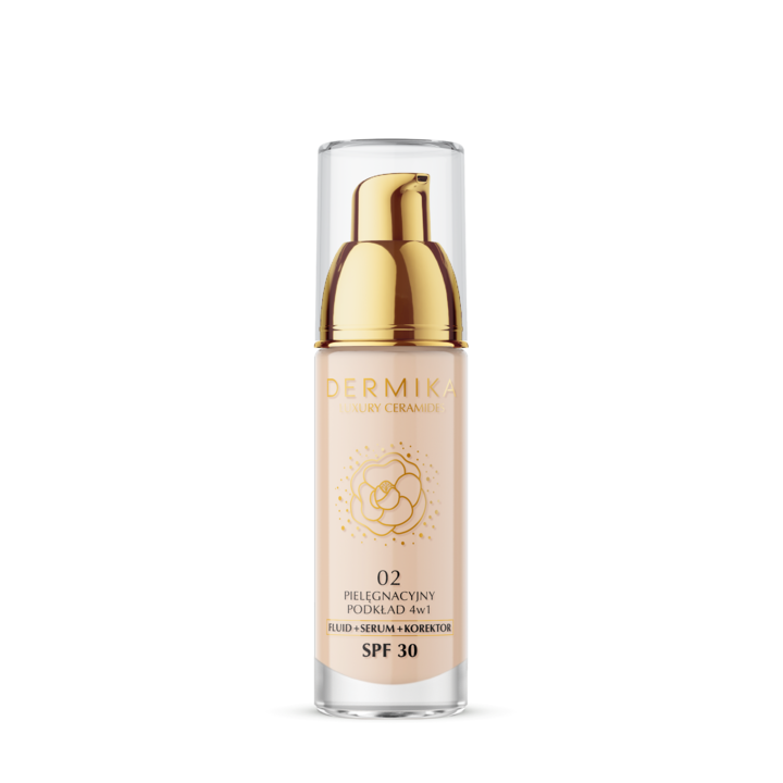 DERMIKA, Luxury Ceramides, podkład do twarzy, pielęgnacyjny 4w1, SPF 30, nr 02, 30 ml