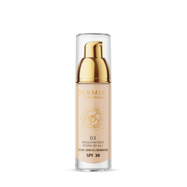 DERMIKA, Luxury Ceramides, podkład do twarzy, pielęgnacyjny 4w1, SPF 30, nr 03, 30 ml