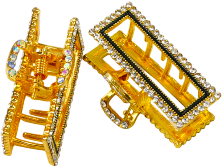 LOLITA ACCESSORIES, klamry do włosów, ozdobna, złote, Kwadrat, 2 szt.