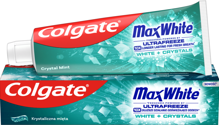 COLGATE, Max White White + Crystals, pasta do zębów, wybielająca, 75 ml