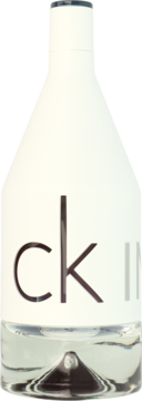 CK IN2U woda toaletowa 100ml w białej butelce z przezroczystą podstawą, widoczny napis 'ck IN' i ciemna nakrętka.