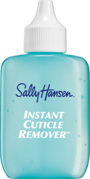 Sally Hansen Instant Cuticle Remover żel do skórek w turkusowej butelce z białą nakrętką, widok z przodu.