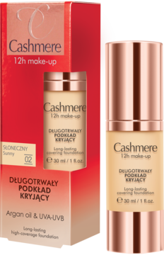 CASHMERE ,długotrwały kryjący podkład do twarzy nr 02 Słoneczny,kompozycja-2