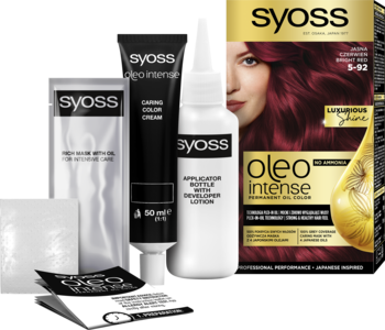 SYOSS Oleo Intense ,farba do włosów, trwała, bez amoniaku, nr 5-92 Jasna Czerwień,kompozycja-2