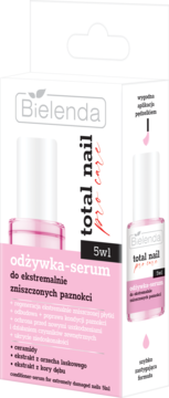 Bielenda Total Nail Pro Care 5w1 odżywka-serum do paznokci w różowym pudełku, widok z przodu.