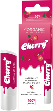 4ORGANIC ,balsam do ust, wygładzający, Wiśniowy,kompozycja-2