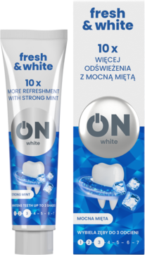 ON white Fresh & White,pasta do zębów, Mocna Mięta,kompozycja-2