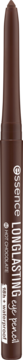Brązowa kredka Essence Longlasting Eye Pencil Hot Chocolate, wodoodporna, 18h trwałości, pionowo.